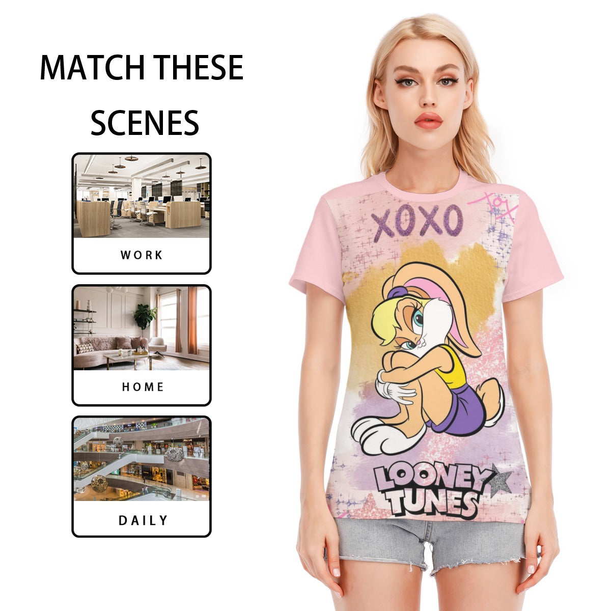 Lola Bunny All-Over Print Women's Round Neck T-Shirt